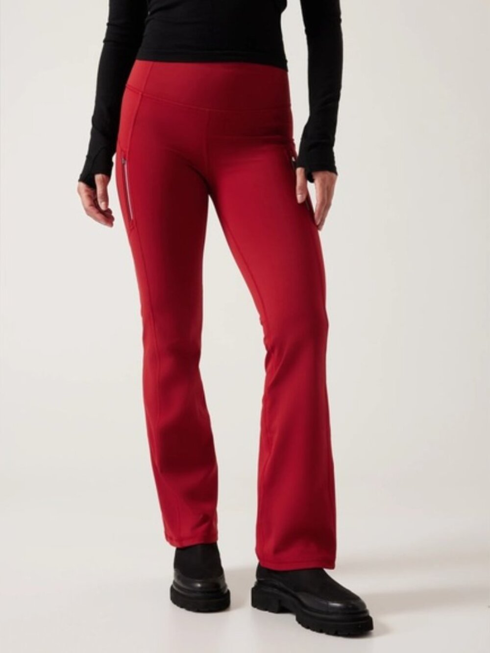 Athleta Rainier Bootcut‎ Fleece Lined Flared Pants In Candy Red- Women's Medium
